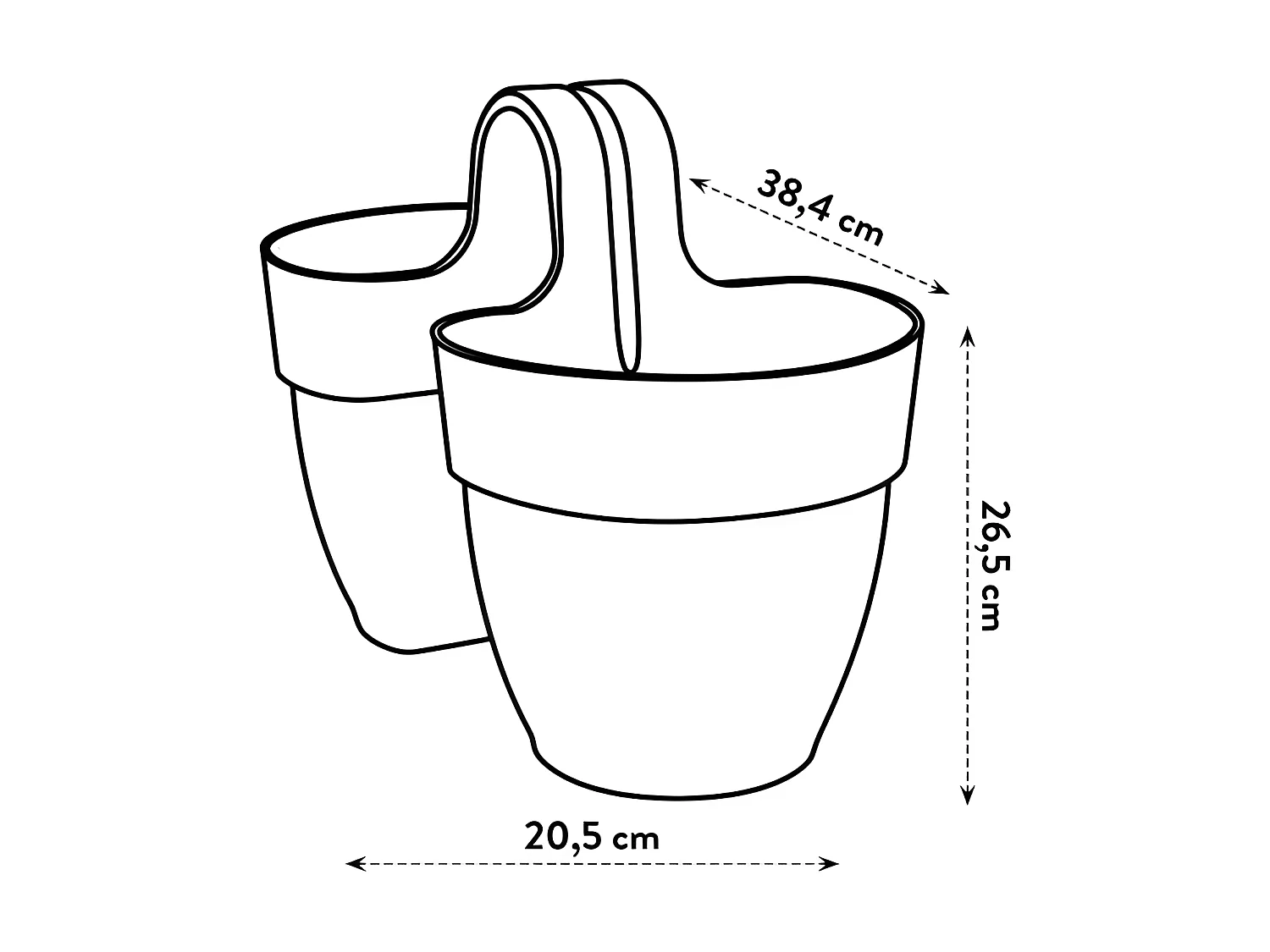 Maceta Vibia Campana Flower Twin 21 Amarillo Miel - Balcón Exterior 38,4 x 20,5 x 26,5 cm
