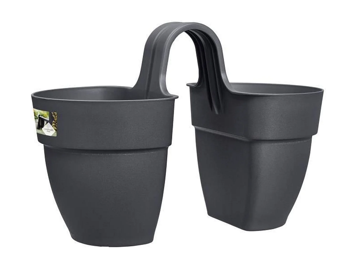 Pot de fleurs - Vibia Campana Flower Twin 21 - Anthracite - Balcon extérieur - L 38.4 x W 20.5 x H 26.5 cm