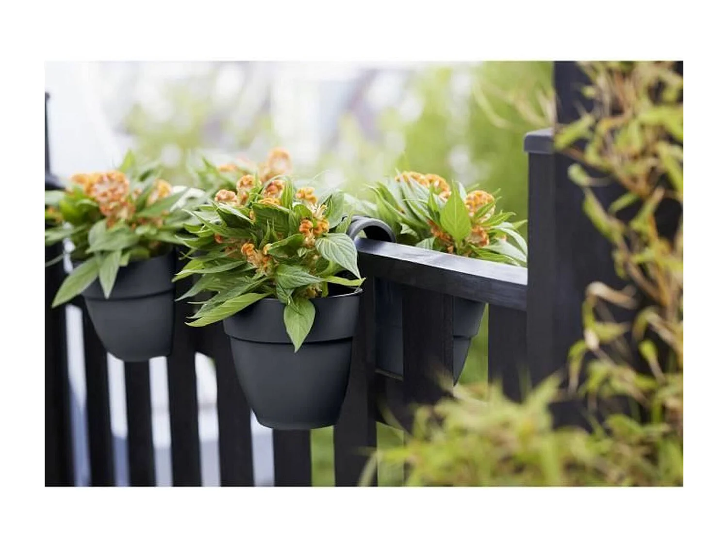 Pot de fleurs - Vibia Campana Flower Twin 21 - Anthracite - Balcon extérieur - L 38.4 x W 20.5 x H 26.5 cm