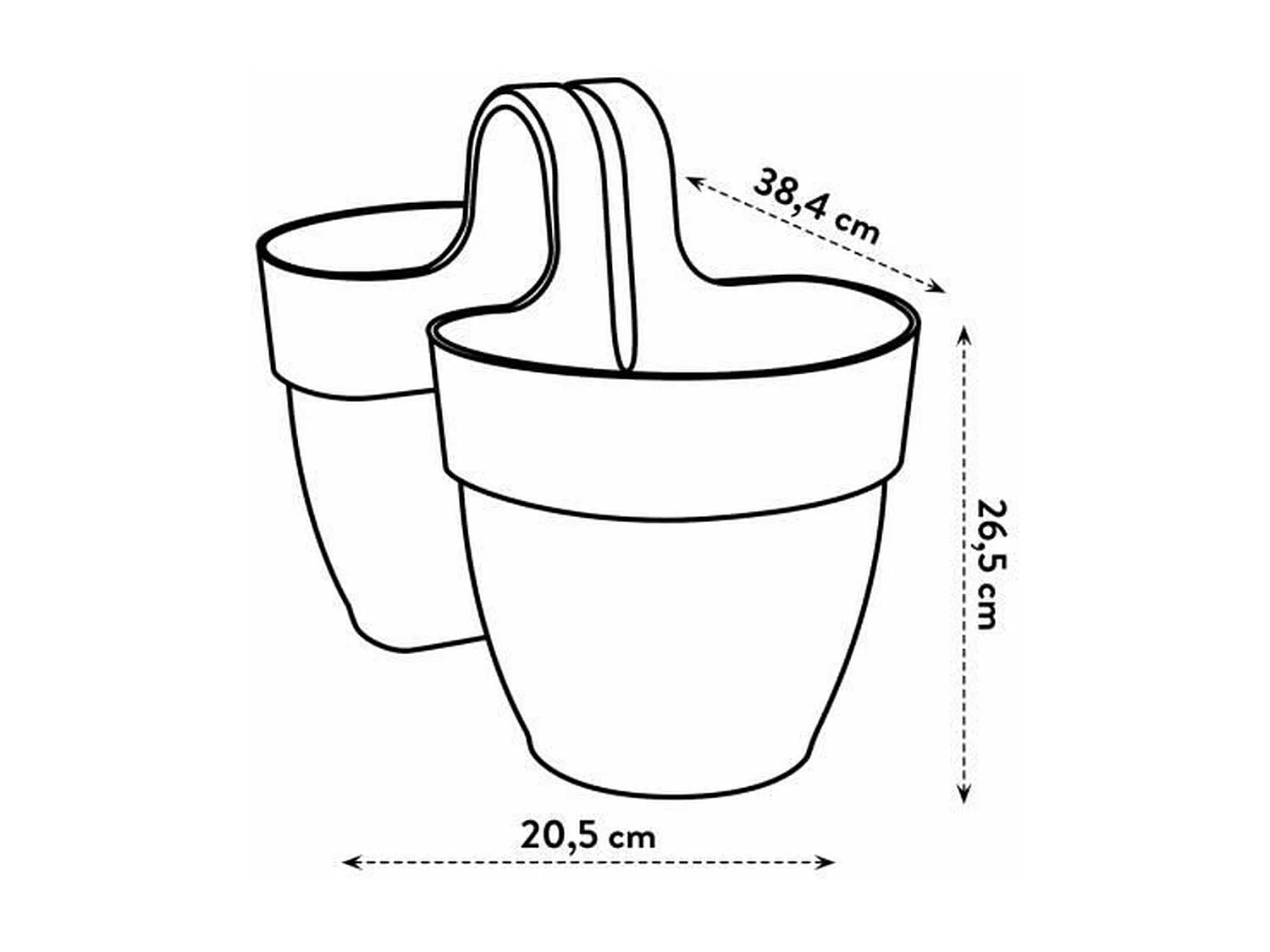 Pot de fleurs - Vibia Campana Flower Twin 21 - Anthracite - Balcon extérieur - L 38.4 x W 20.5 x H 26.5 cm