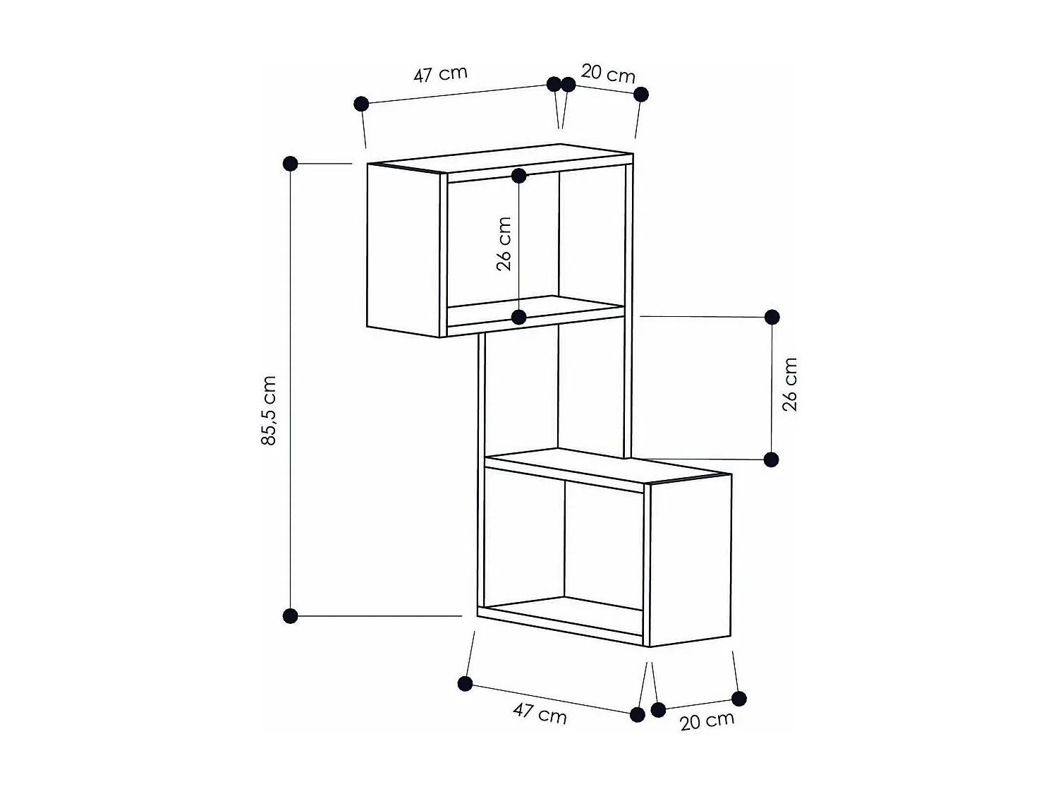 Estantería de esquina con 2 estantes L47 cm - Part
