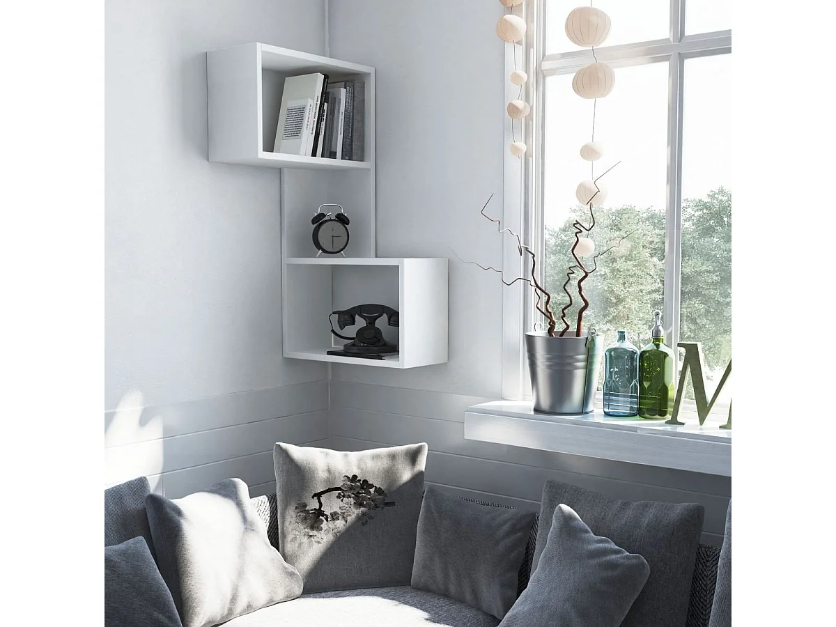 Prateleira de Parede Escandinava – 47 x 85,5 x 20 cm – Branca – Painel de Partículas