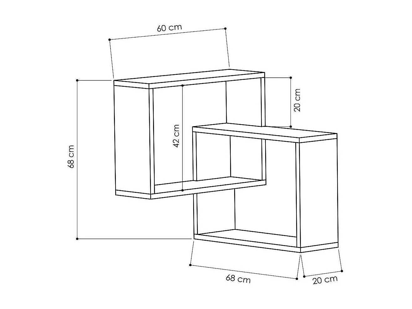 Hoekwandrek met 2 planken H68 cm - Ring