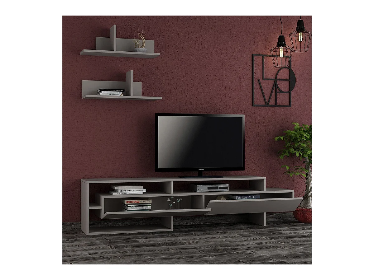 Mobile TV 2 ante con 2 mensole a muro L180 cm - Gara