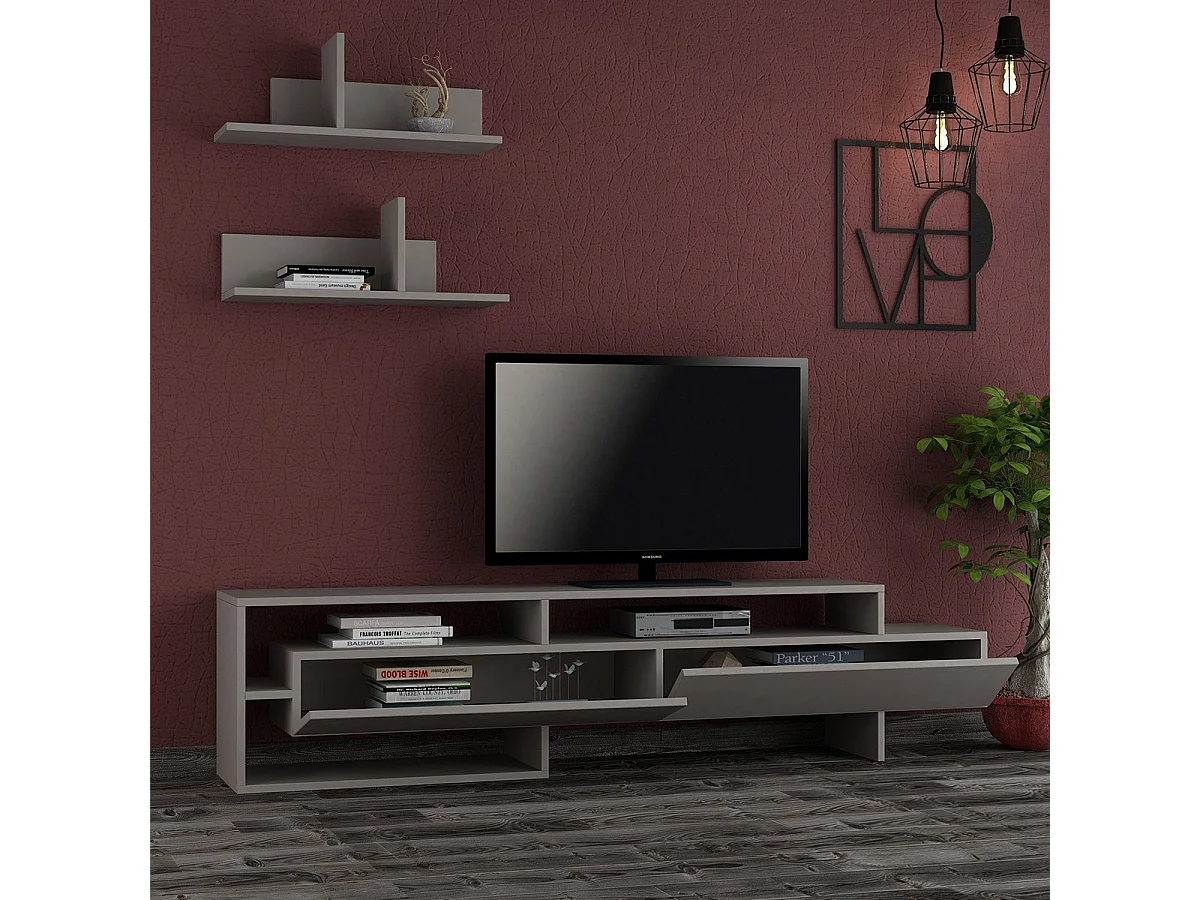 Mobile TV 2 ante con 2 mensole a muro L180 cm - Gara