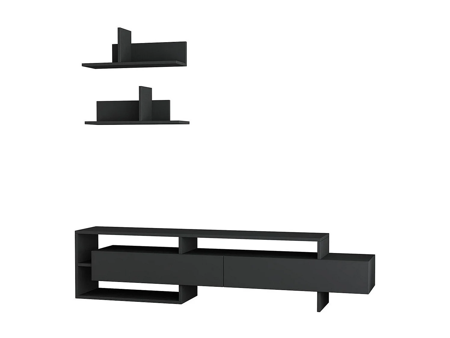 TV-Möbel mit 2 Türen und 2 Wandregalen L180 cm - Gara