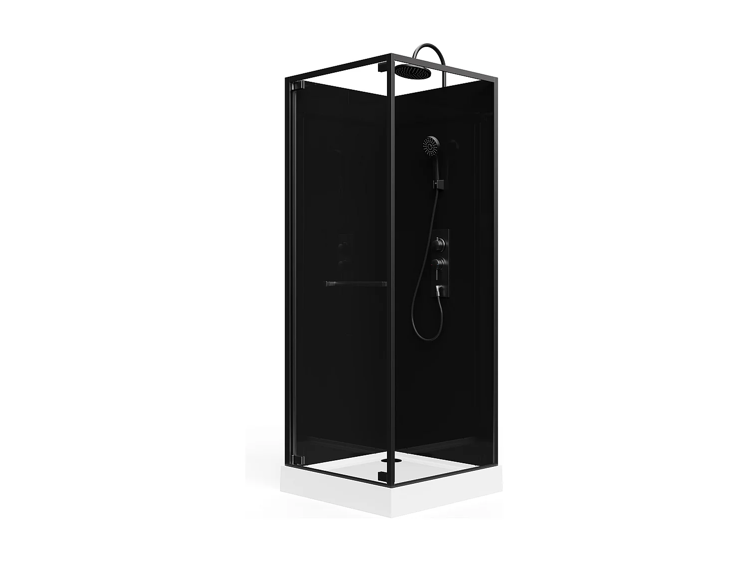 Cabina doccia installazione reversibile Altezza regolabile L80 x l80 x H213/232 cm Nero - BADONI