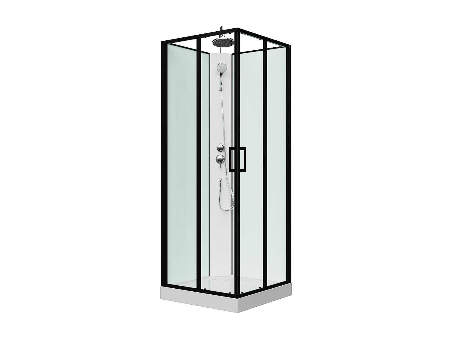 Cabina de ducha cuadrada - Negro y blanco - L80 x L80 x Alt. 220 cm - SAMABI