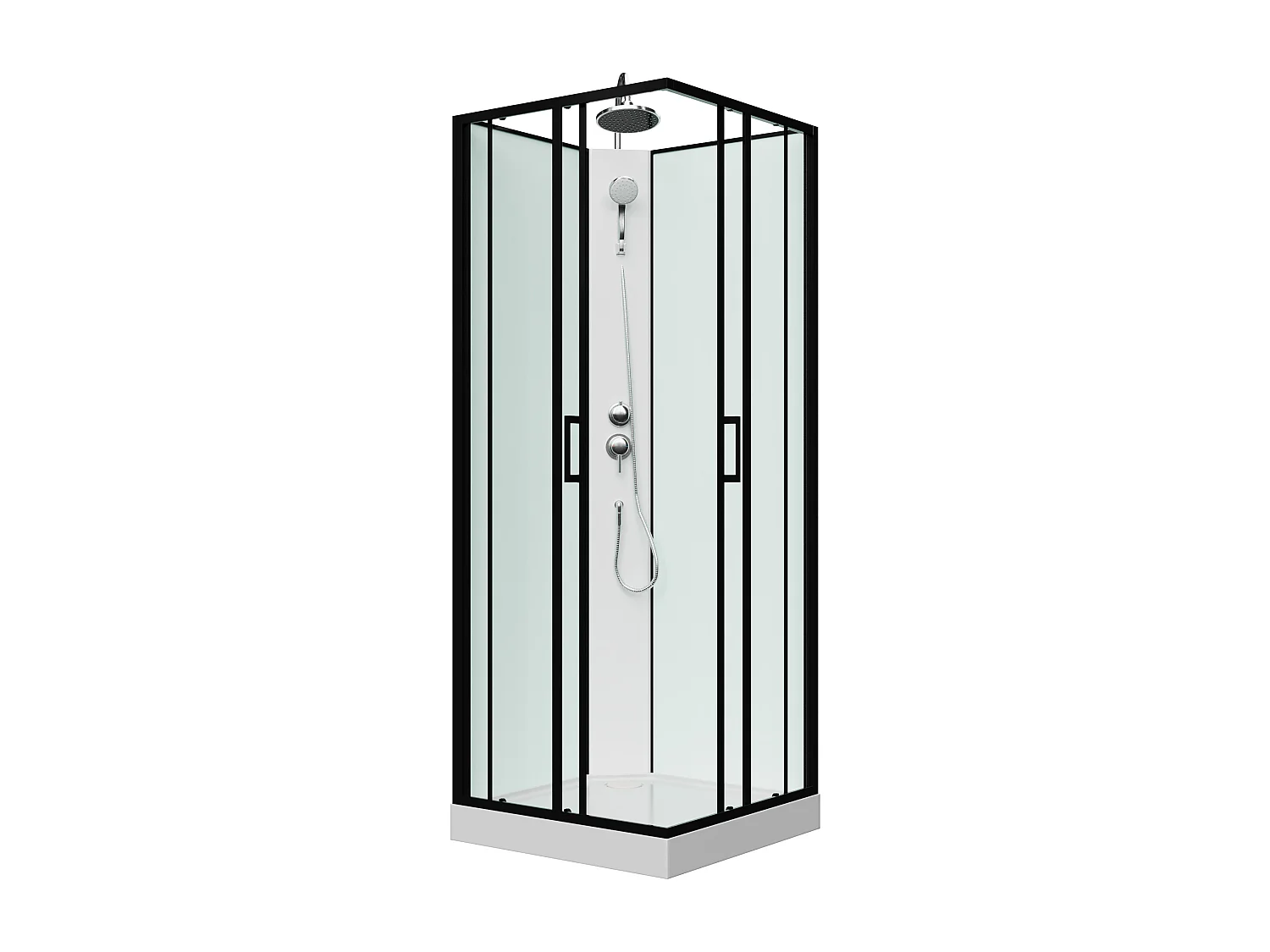 Cabina de ducha cuadrada - Negro y blanco - L80 x L80 x Alt. 220 cm - SAMABI