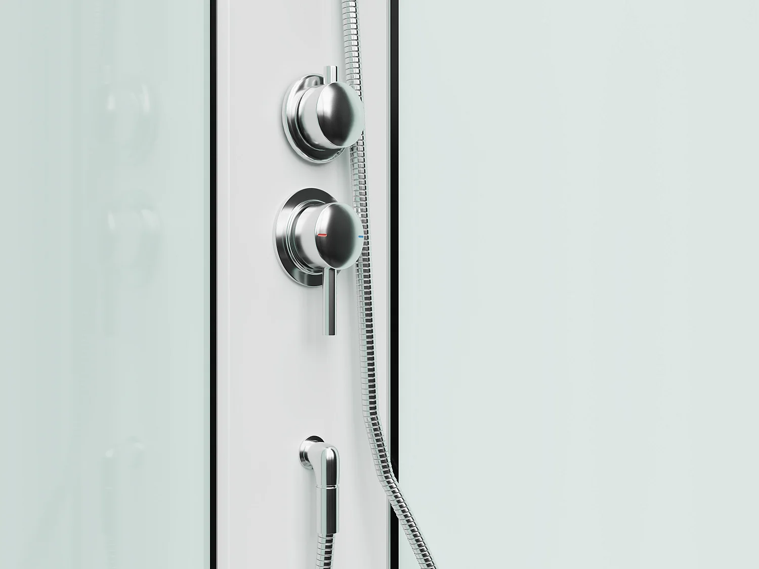 Cabina de ducha cuadrada - Negro y blanco - L80 x L80 x Alt. 220 cm - SAMABI