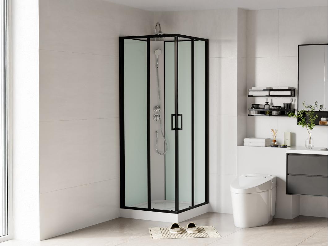 Cabina de ducha cuadrada - Negro y blanco - L80 x L80 x Alt. 220 cm - SAMABI