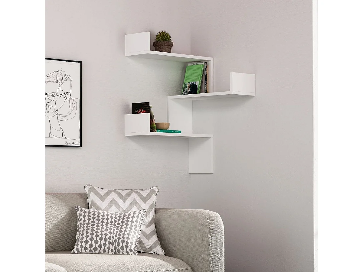 Etagère murale d'angle 3 étagères H90 cm - Luska