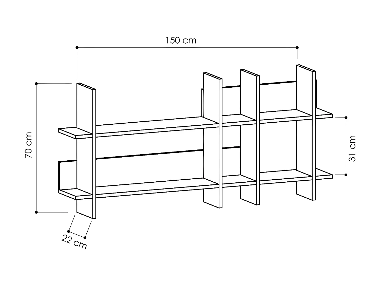 Estantería de pared color blanco L150 cm - Beads