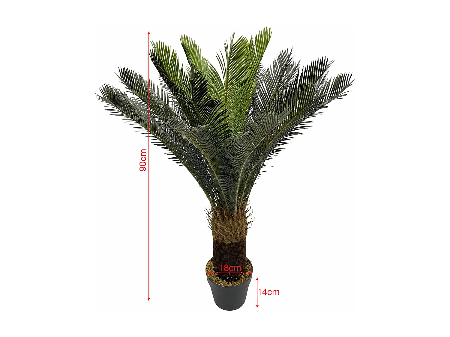 Plante artificielle Cycas Siyar 90x35x35 Polyéthylène Vert Marron