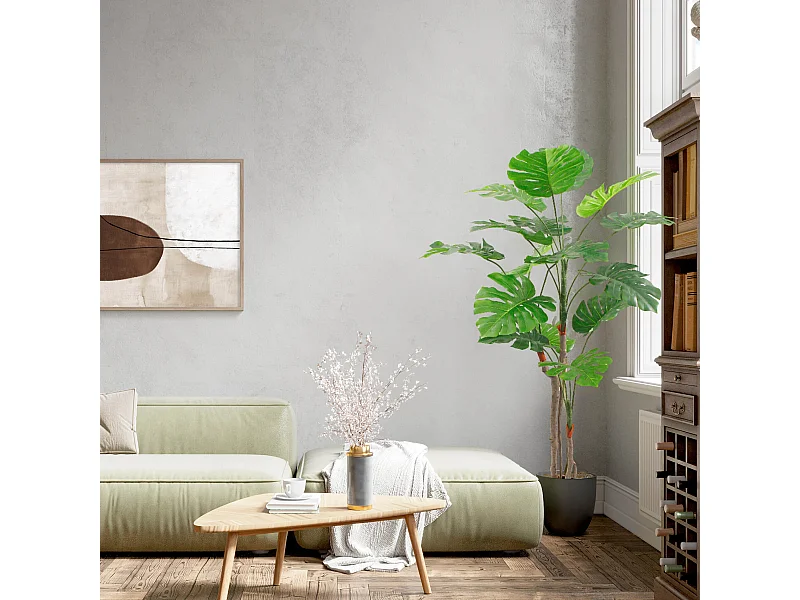 Planta artificial de Monstera Rebecca Mobili Merah 155x50x50 PEVA Polietileno Verde Marrón