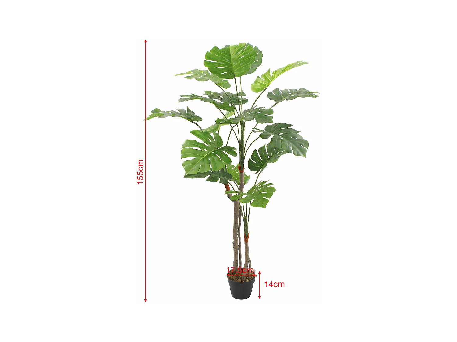 Planta artificial de Monstera Rebecca Mobili Merah 155x50x50 PEVA Polietileno Verde Marrón