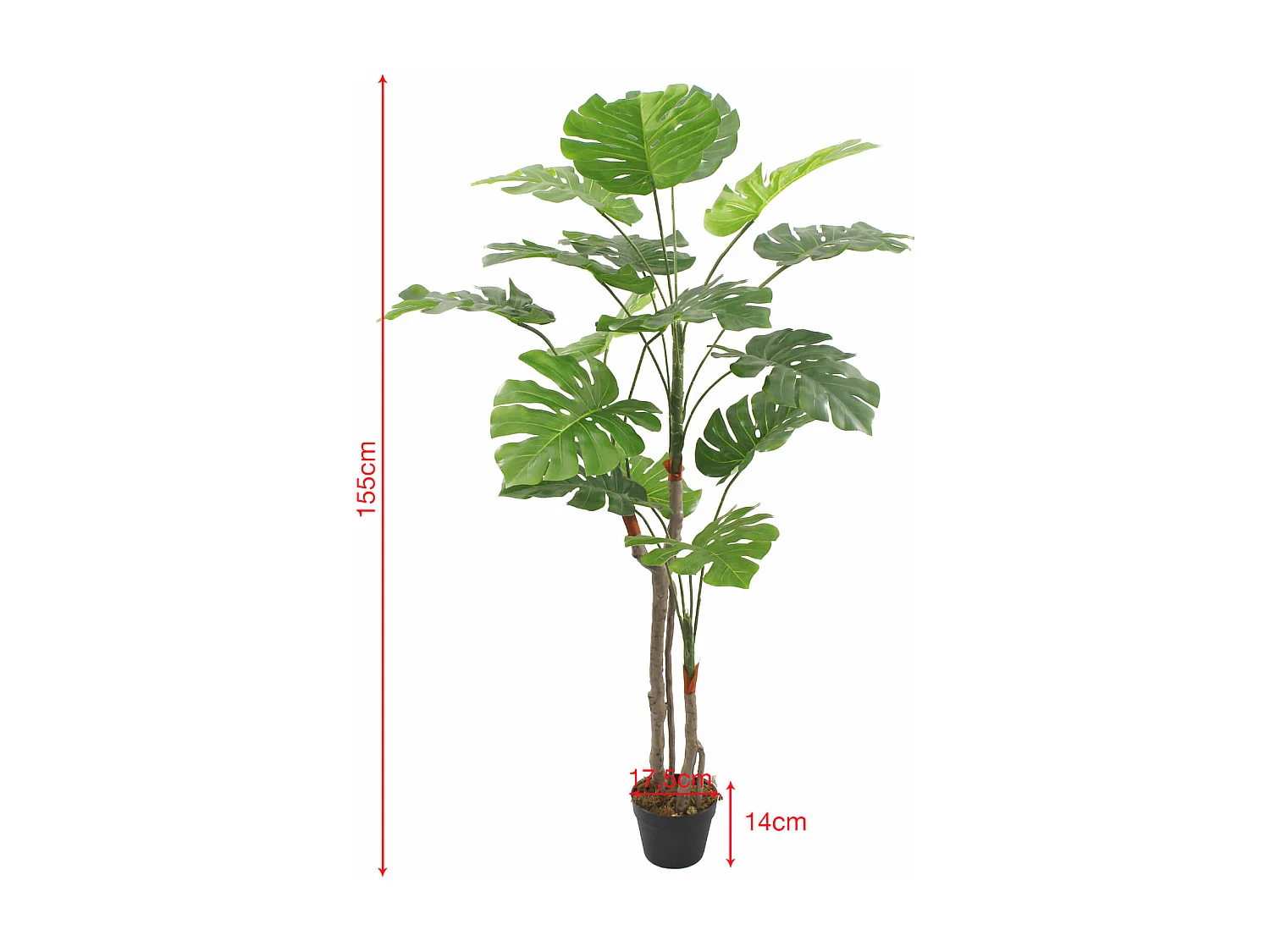 Planta artificial de Monstera Rebecca Mobili Merah 155x50x50 PEVA Polietileno Verde Marrón