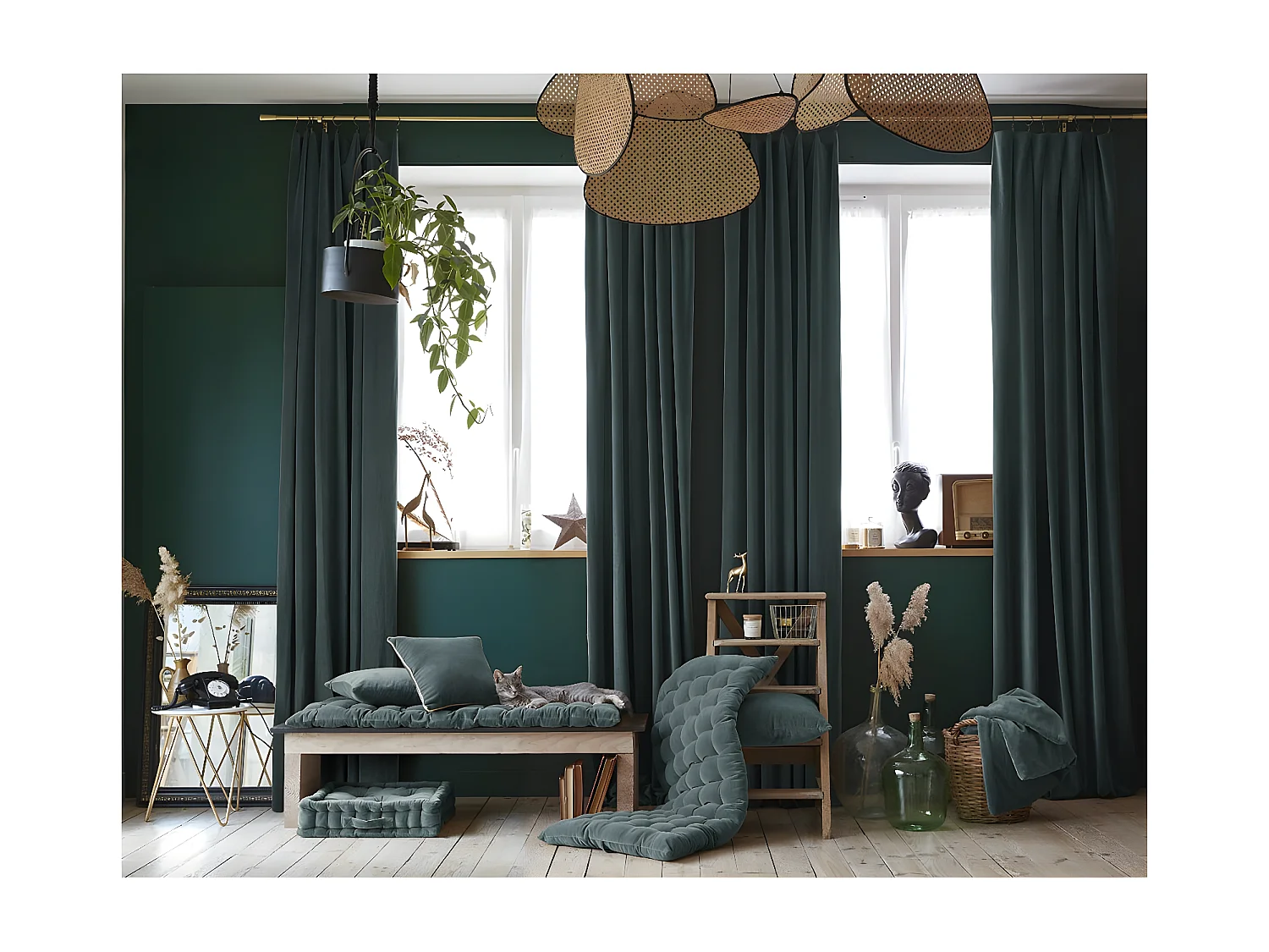 HARRIS - Matelas de Sol 60x120cm Velours de Coton Capitonné Coloris Ardoise