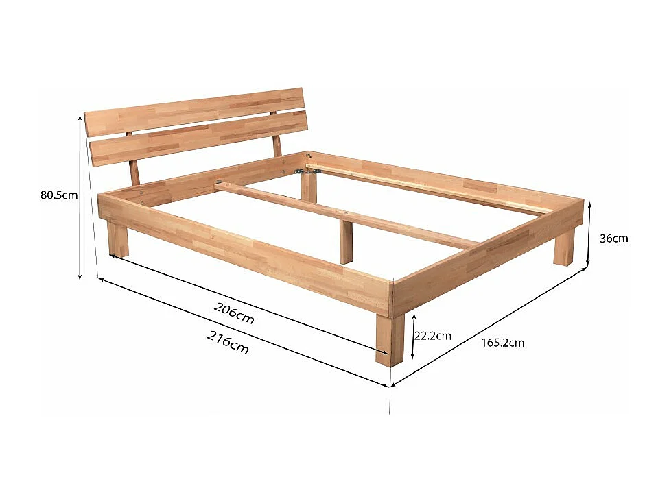 Lit RIVA 160x200 cm/ Hêtre massif huilé