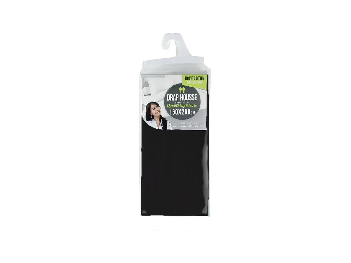 Drap Housse "Lina" 140x190cm Noir