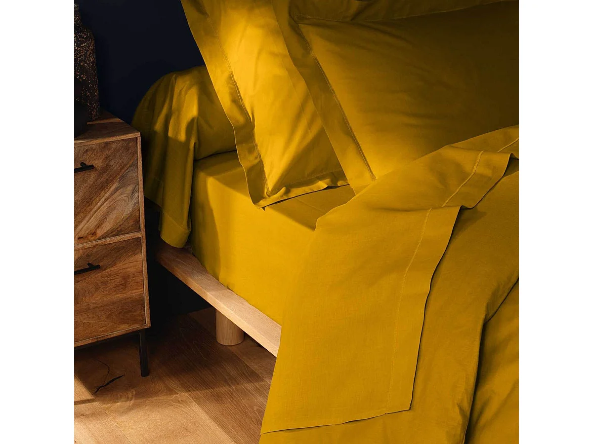 Drap Housse "Lina" 90x190cm Curry