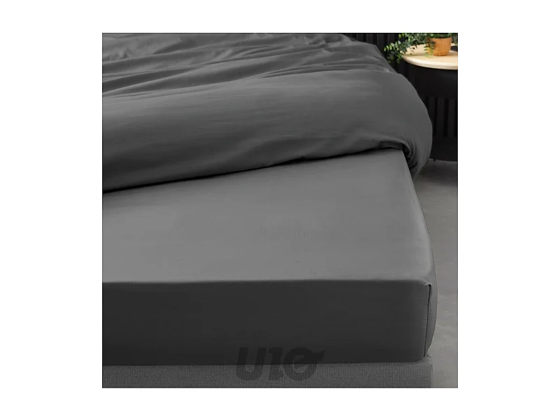 Drap Housse "Percaline" 160x200cm Gris Acier