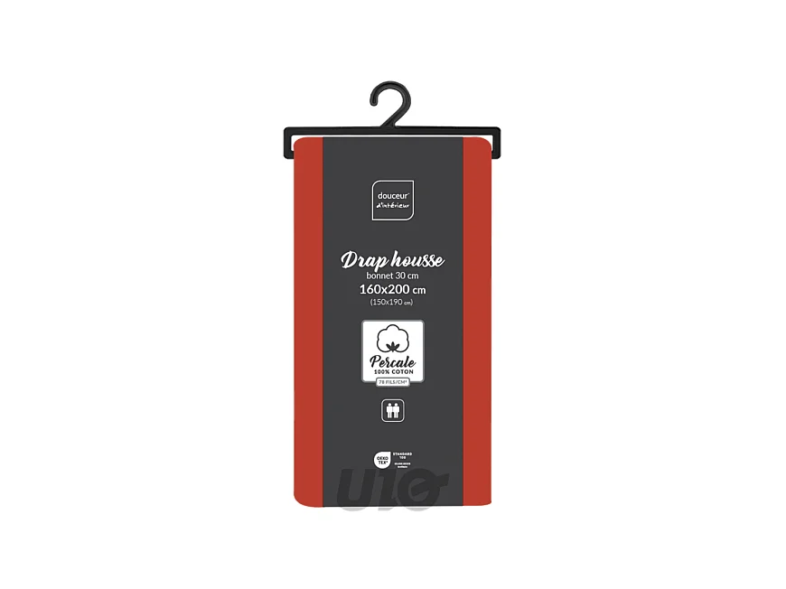 Drap Housse "Percaline" 160x200cm Tomette