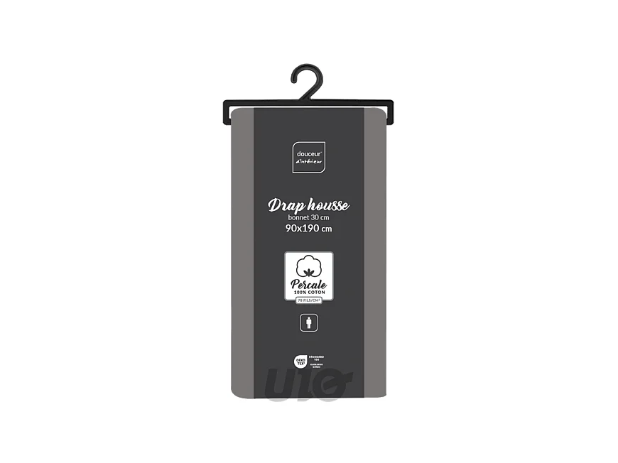 Drap Housse "Percaline" 90x190cm Gris Acier