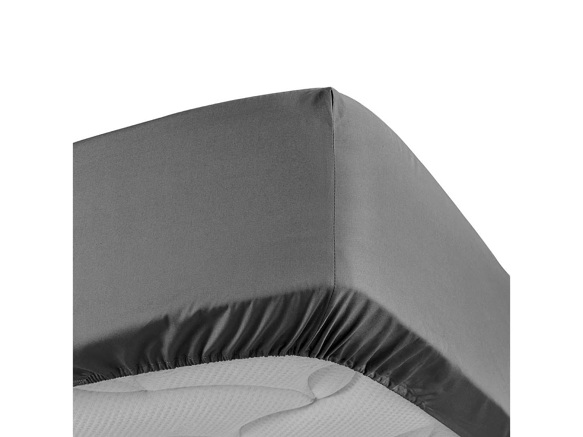 Drap Housse "Percaline" 90x190cm Gris Acier