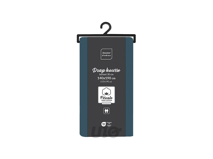 Drap Housse "Percaline" 140x190cm Bleu Nuit
