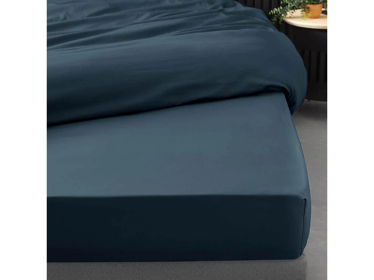 Drap Housse "Percaline" 140x190cm Bleu Nuit
