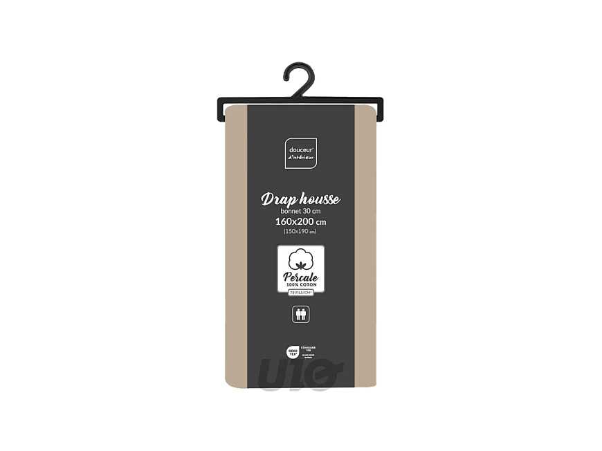 Drap Housse "Percaline" 160x200cm Sable