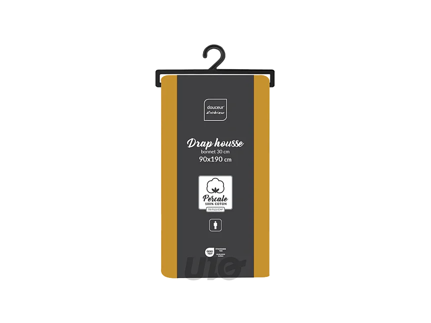 Drap Housse "Percaline" 90x190cm Curry