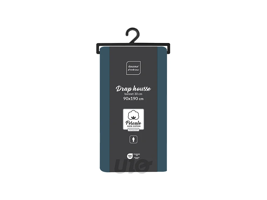 Drap Housse "Percaline" 90x190cm Bleu Nuit