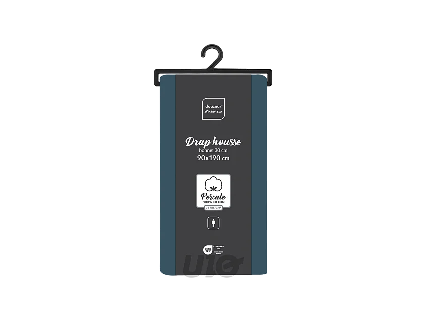 Drap Housse "Percaline" 90x190cm Bleu Nuit