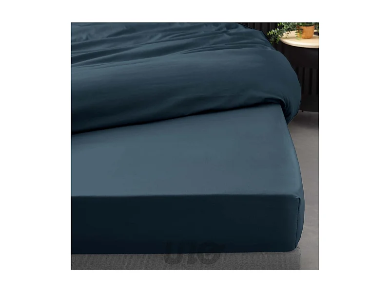 Drap Housse "Percaline" 90x190cm Bleu Nuit