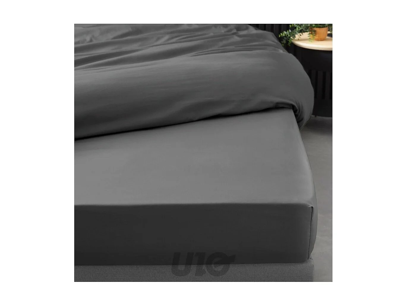 Drap Housse "Percaline" 140x190cm Gris Acier