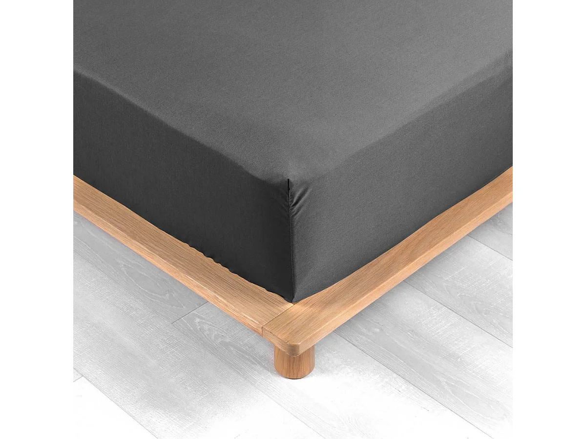 Drap Housse "Percaline" 140x190cm Gris Acier