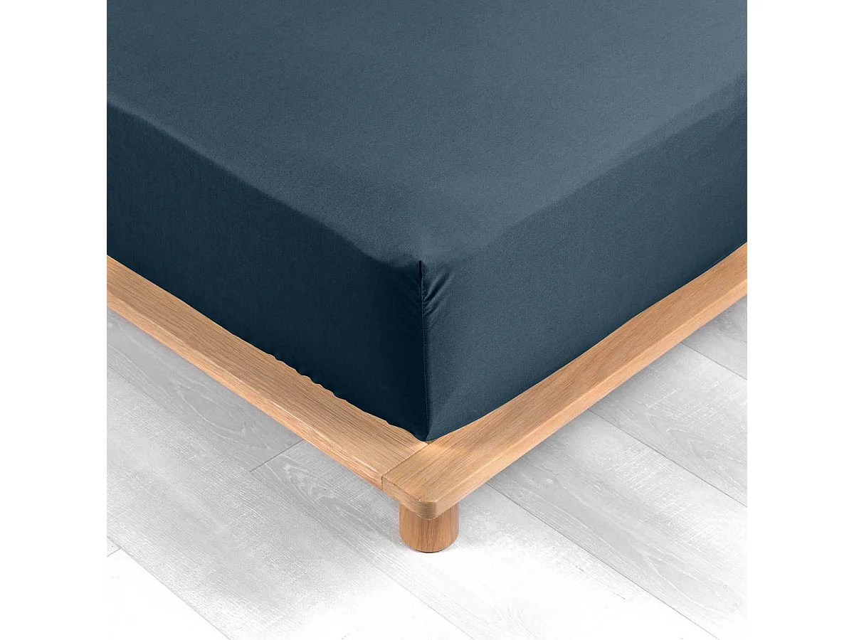 Drap Housse "Percaline" 180x200cm Bleu Nuit