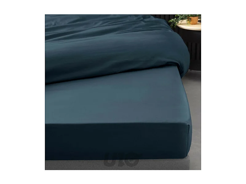 Drap Housse "Percaline" 180x200cm Bleu Nuit