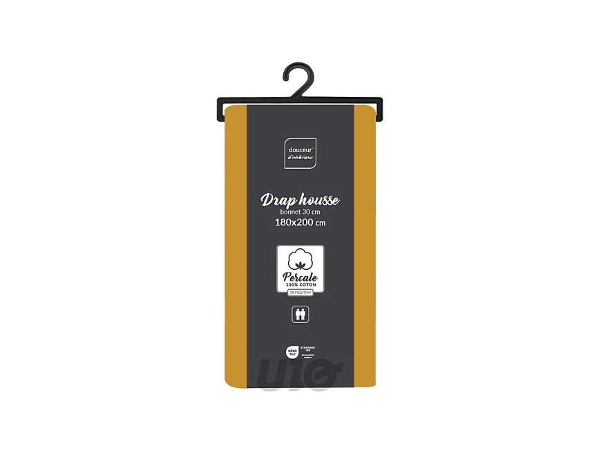 Drap Housse "Percaline" 180x200cm Curry