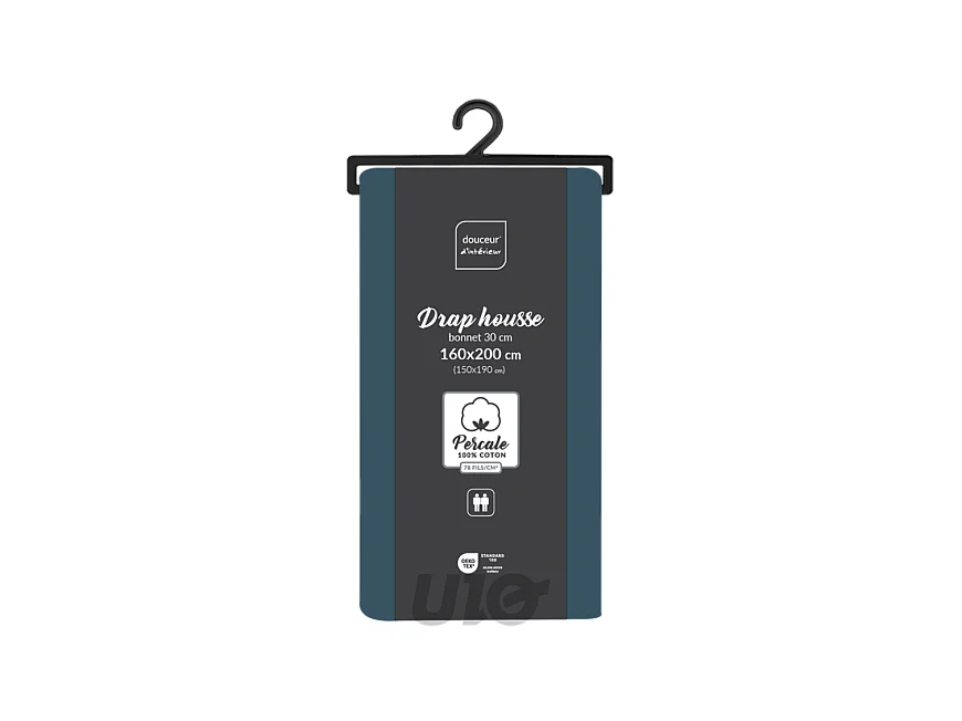Drap Housse "Percaline" 160x200cm Bleu Nuit