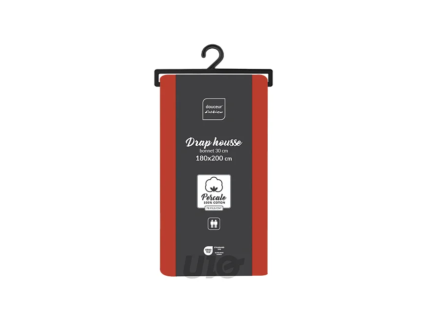 Drap Housse "Percaline" 180x200cm Tomette