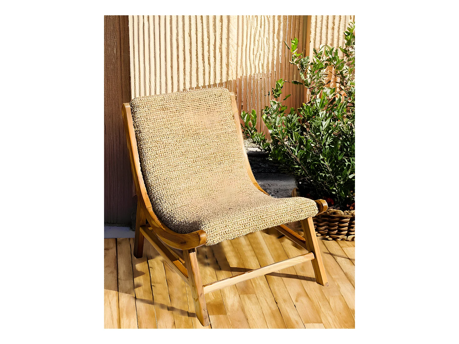 Kaho - Fauteuil en teck massif et corde