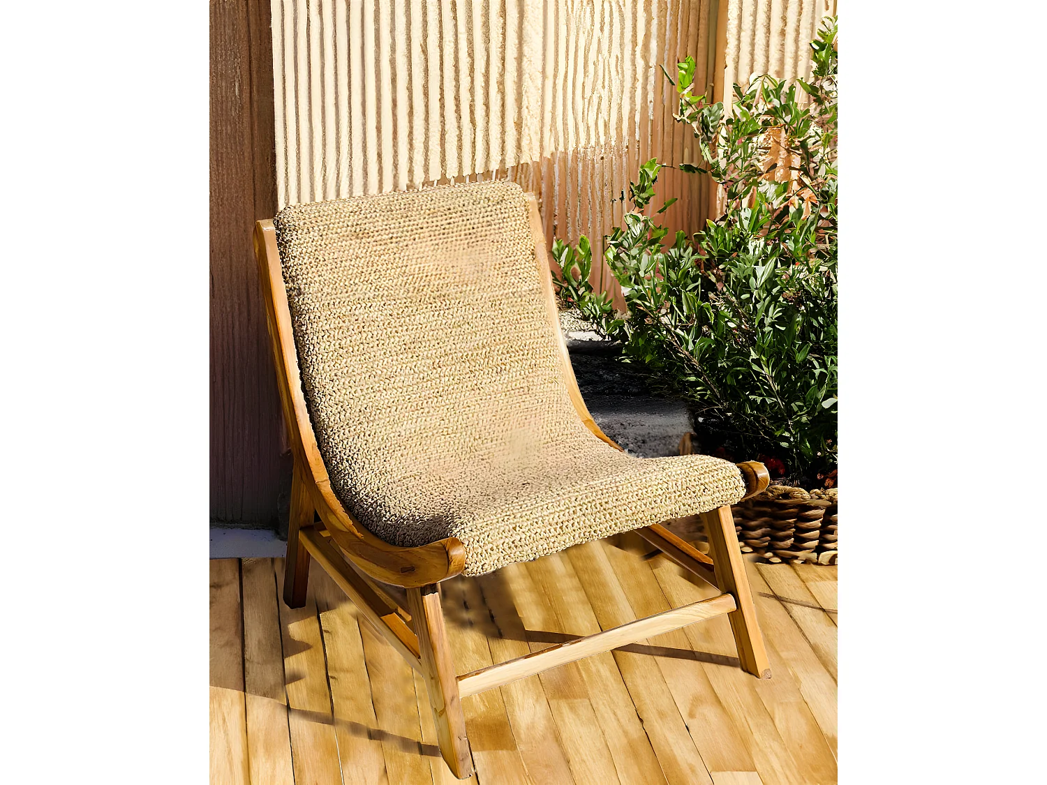 Kaho - Fauteuil en teck massif et corde