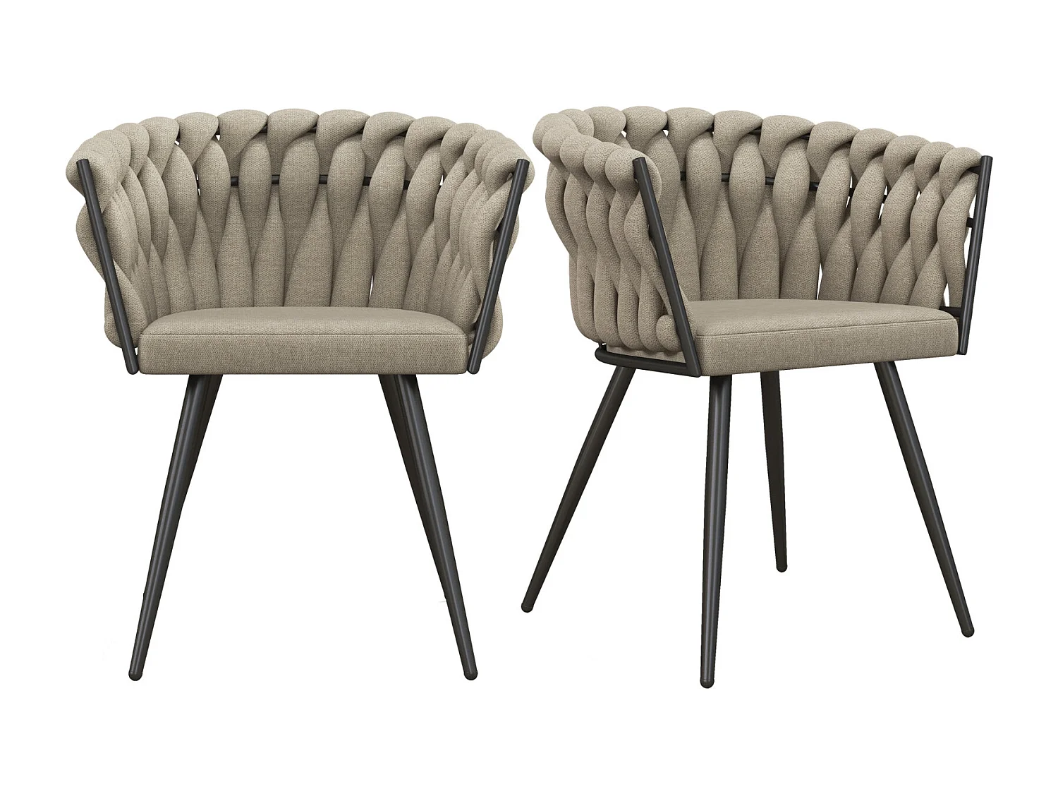 TESSA-Fauteuil de table en tissu Lin (x2)