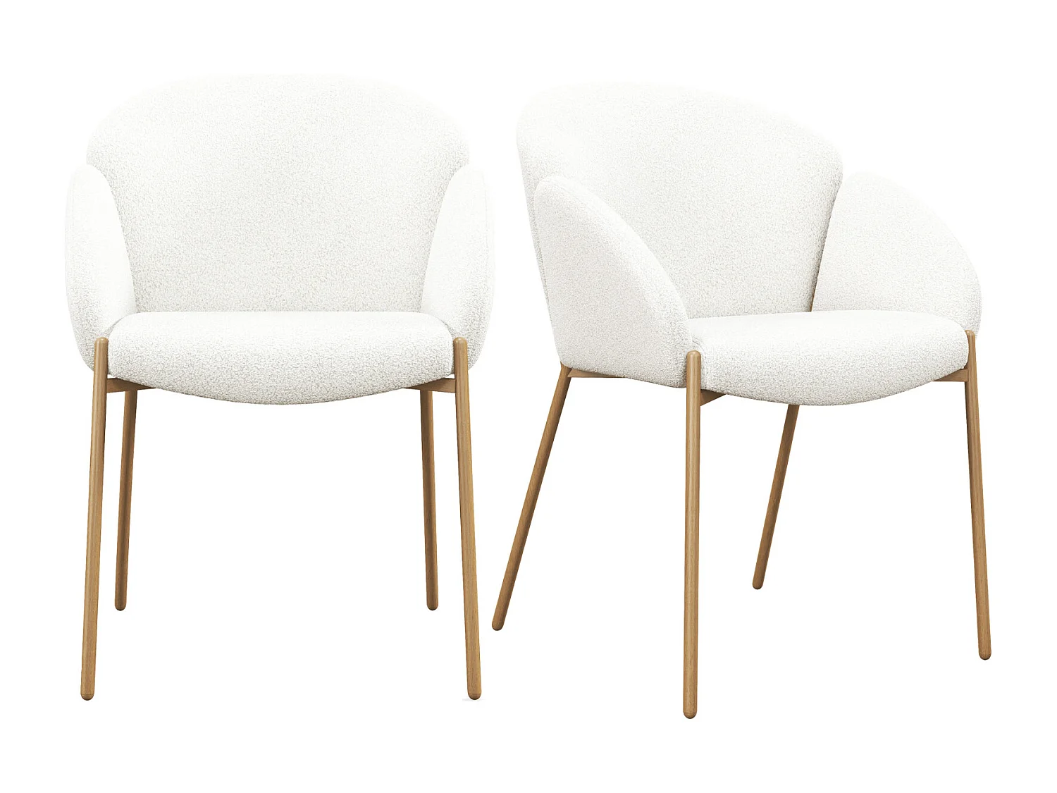 CANDICE-Sedia in tessuto Cozy Ecru e metallo rovere (x2)