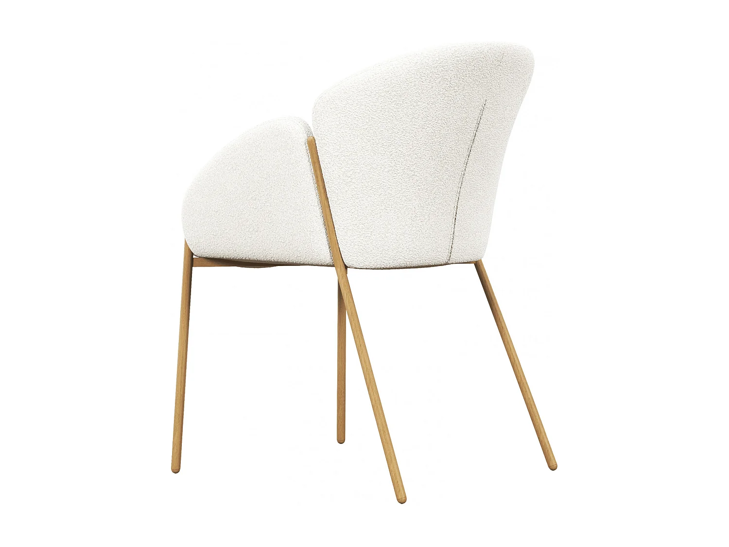 CANDICE-Sedia in tessuto Cozy Ecru e metallo rovere (x2)