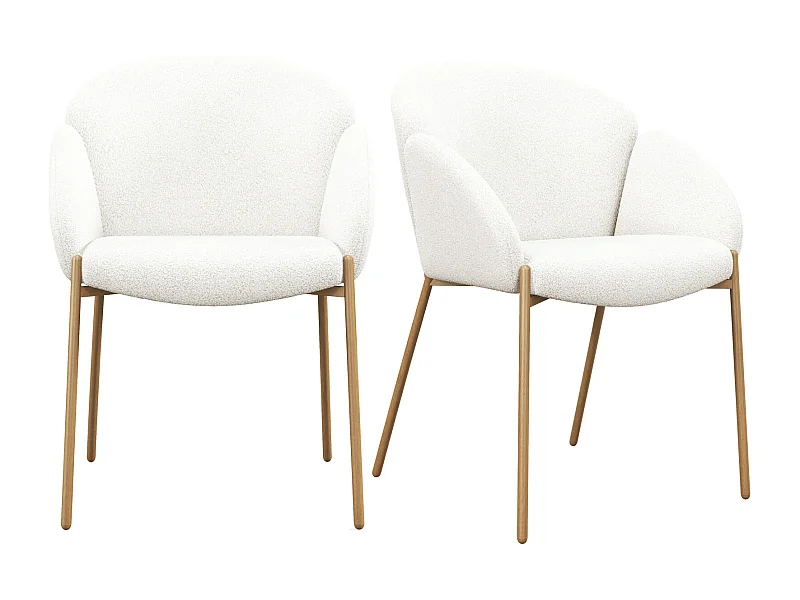 CANDICE-Sedia in tessuto Cozy Ecru e metallo rovere (x2)