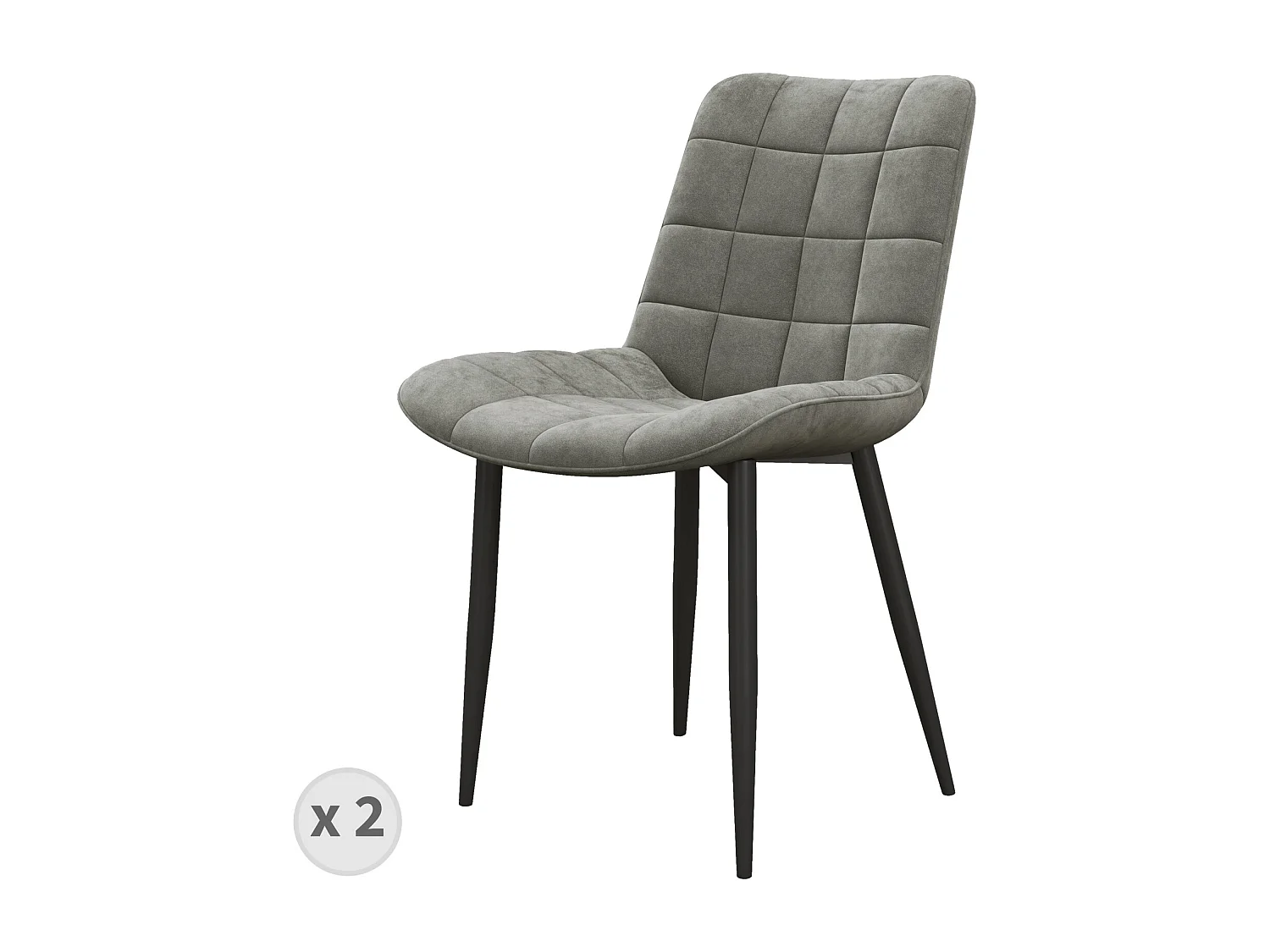SACHA-Chaise en Velours Gris Carbone (x2)
